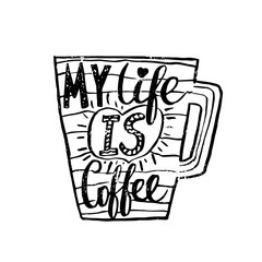 Hand drawn vintage quote for coffee themed: