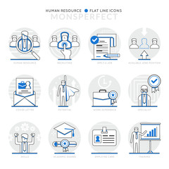 Infographic Icons Elements about Human Resource. Flat Thin Line Icons Set Pictogram for Website and Mobile Application Graphics.