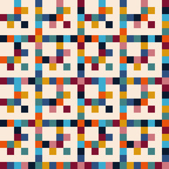 Fototapeta premium Pixel art, abstract seamless geometric pattern