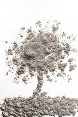 Burned tree drawing made in ash, dirt, dust