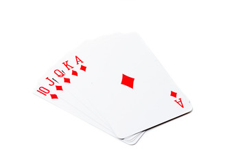 Royal flush playing cards