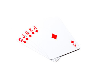 Royal flush playing cards