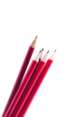 Red pencils isolated on white background