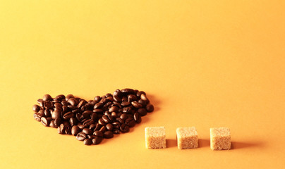 chicchi di caffè e zucchero
