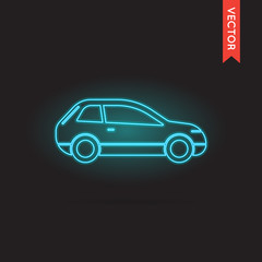 Fototapeta na wymiar Neon Car Icon, Car Icon Vector, Car Icon Object, Car Icon Image,