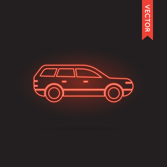 Neon Car Icon, Car Icon Vector, Car Icon Object, Car Icon Image,
