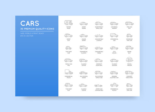 Vector Car Icons Set With All Car Types And Names