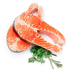 Fresh Raw Salmon Red Fish Steak