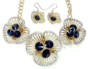 necklace with bright crystals jewelry and earrings