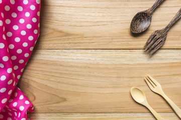 hankie and spoon on wood backgrounds, Top view