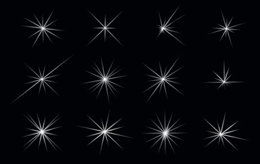 Set of Abstract Lighting Shining Flares or Stars