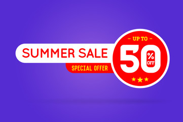 Summer Sale Sign Banner Poster ready for Web and Print. Vector.