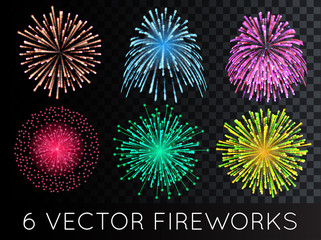 Vector Fireworks Set with transparency