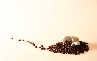 Obraz premium tazza bianca su chicchi di caffè