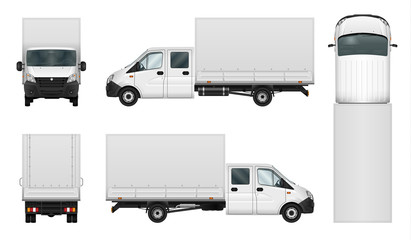 Delivery van vector template on white background. Isolated cargo minibus. All elements in groups on separate layers.