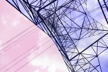 High voltage pylons are located in rural areas.