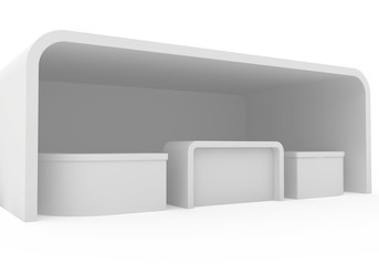 Blank exhibition stand. 3d render isolated on white background