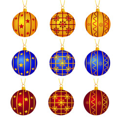 Colored Christmas balls illustrations for the new year vector