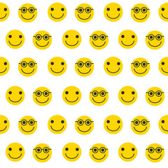 Seamless pattern with yellow emoticons. Vector Illustration
