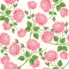 Foto op Plexiglas Seamless floral pattern with roses. Vector illustration. © 210484kate
