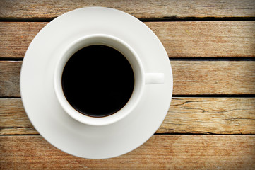 op view of a cup of coffee, isolate on white