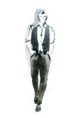 Stil Mode junger Mann. Aquarell-Illustration © Anna Ismagilova