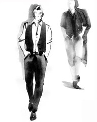 Style fashion young man. Watercolor illustration