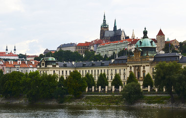 Fototapeta na wymiar View on old Prague and Vltava river.Prague cityscape,Czech Republic.