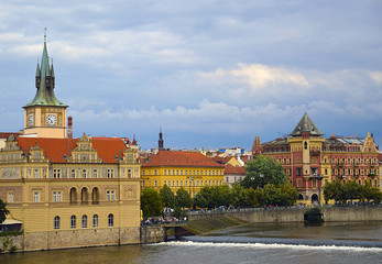 View on old Prague and Vltava river.Prague cityscape,Czech Republic.