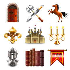 Medieval icons vector set