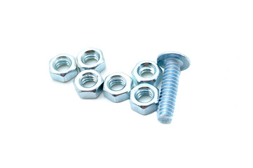 nuts and bolts on white background