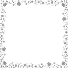 gray snowflakes on white background vector frame, christmas border, square size - 123817511
