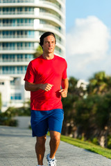 Young Man jogging in South Beach