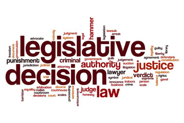 Fototapeta premium Legislative decision word cloud