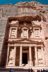 treasury house at entrance of ancient petra, jordan