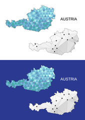 Austria map in geometric polygonal style. Abstract gems triangle. Austria mesh.