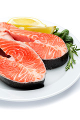 Fresh Raw Salmon Red Fish Steak