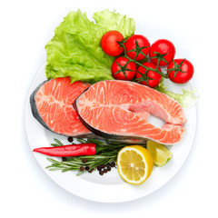 Fresh Raw Salmon Red Fish Steak