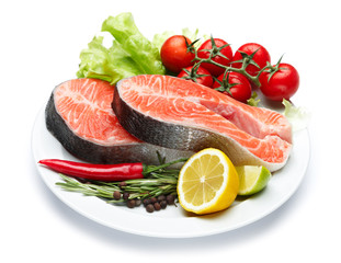 Fresh Raw Salmon Red Fish Steak