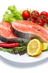 Fresh Raw Salmon Red Fish Steak