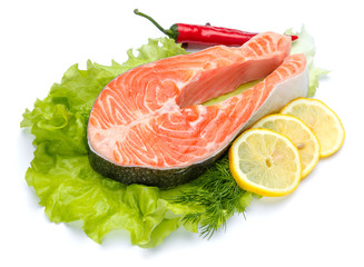 Fresh Raw Salmon Red Fish Steak