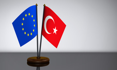 Turkish And European Union Desk Flag
