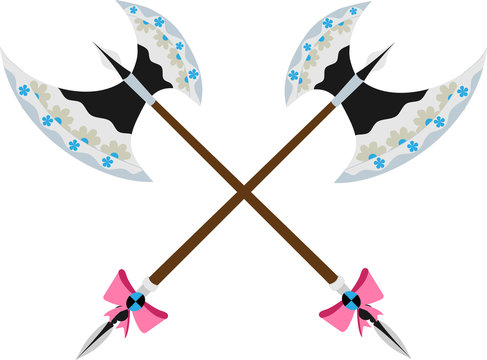 Glamorous poleax with a floral pattern on the blade
