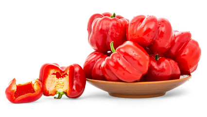 Red bell pepper. Isolation on a white background with clipping p