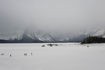 Walking the Frozen Mountain Lake