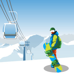 snowboard and ski resort theme illustration.