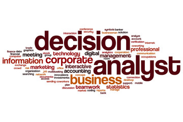 Obraz premium Decision analyst word cloud