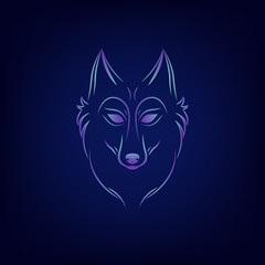 Wolf silhouette. Vintage wolf face logo emblem