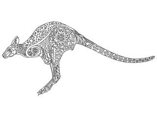 Kangaroo coloring vector for adults