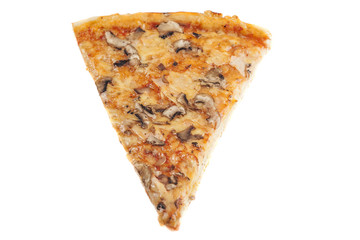 Slice of fresh pizza isolated on white background